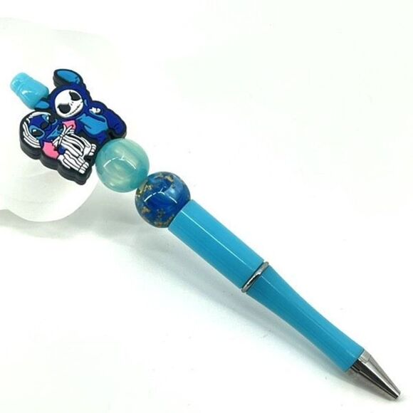 Halloween costumes Stitch Jack Skellington handmade pen NEW beads gold blue blac - Picture 3 of 6